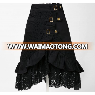 dropship wholesale small QTY OEM gothic clothing punk unique design gypsy goth dark metal hip hop plus sizes skirt lace cotton