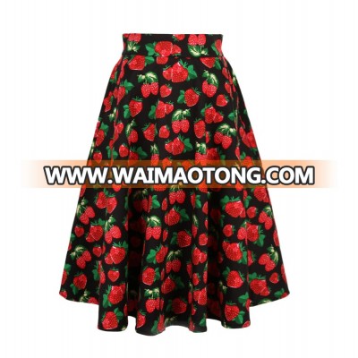 2018 latest African wax cotton,Strawberry print,Large pendulum length skirt