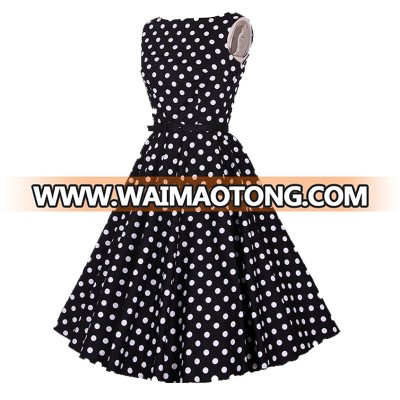 club wear cotton novelty retro style black white red polka dots short dresses 2018