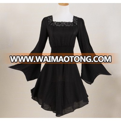 long sleeves transparent blouse lace trim wholesale drop shipping women tunic black party tops