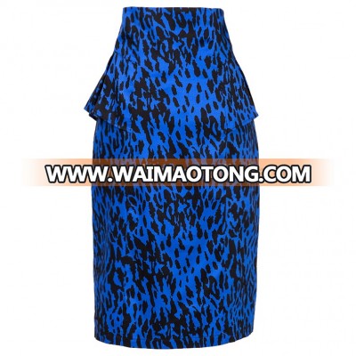 customized designs high waisted leopard pattern ladies animal prints peplum skirts