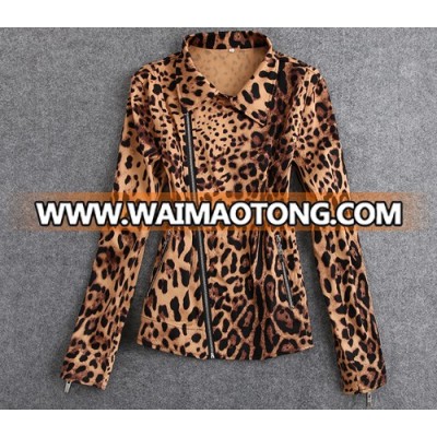 small quantity custom streetwear latest design leopard printed women blazer Jacket plus sizes