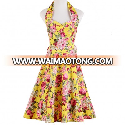 Holiday Beach Sexy Summer Women Dress Ladies Umbrella Dresses In Floral Print