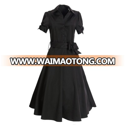 in stock wholesale short sleeves black wedding bridal shirt dress