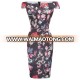 Belle Poque Retro Vintage Floral Pattern Off Shoulder Hips-Wrapped Bodycon Pencil Dress BP000415-1